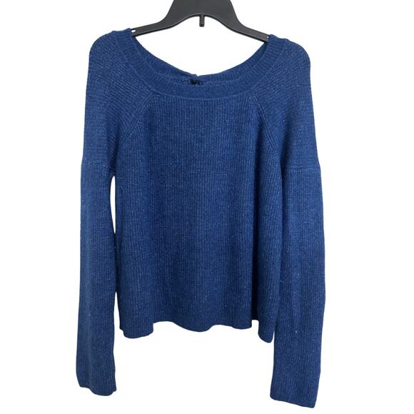 Y2K Abercrombie & Fitch Blue Fuzzy Sweater Size Medium Cozy Pullover Bows - Picture 1 of 6